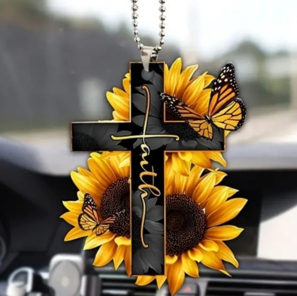 NEW 1 piece  Cross wing rose, daisy  car rear view mirror accessories - Picture 2 of 6